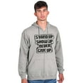 thumbnail image 1 of Inspirational Saying Stand Up Show Up Unisex Fleece Graphic Zip Up Hoodie Brisco Brands 2X, 1 of 5