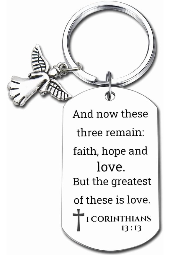 Inspirational Scripture Keychain with Angel Pendant - Bible Verse Key Chain Religious Gift for Christian