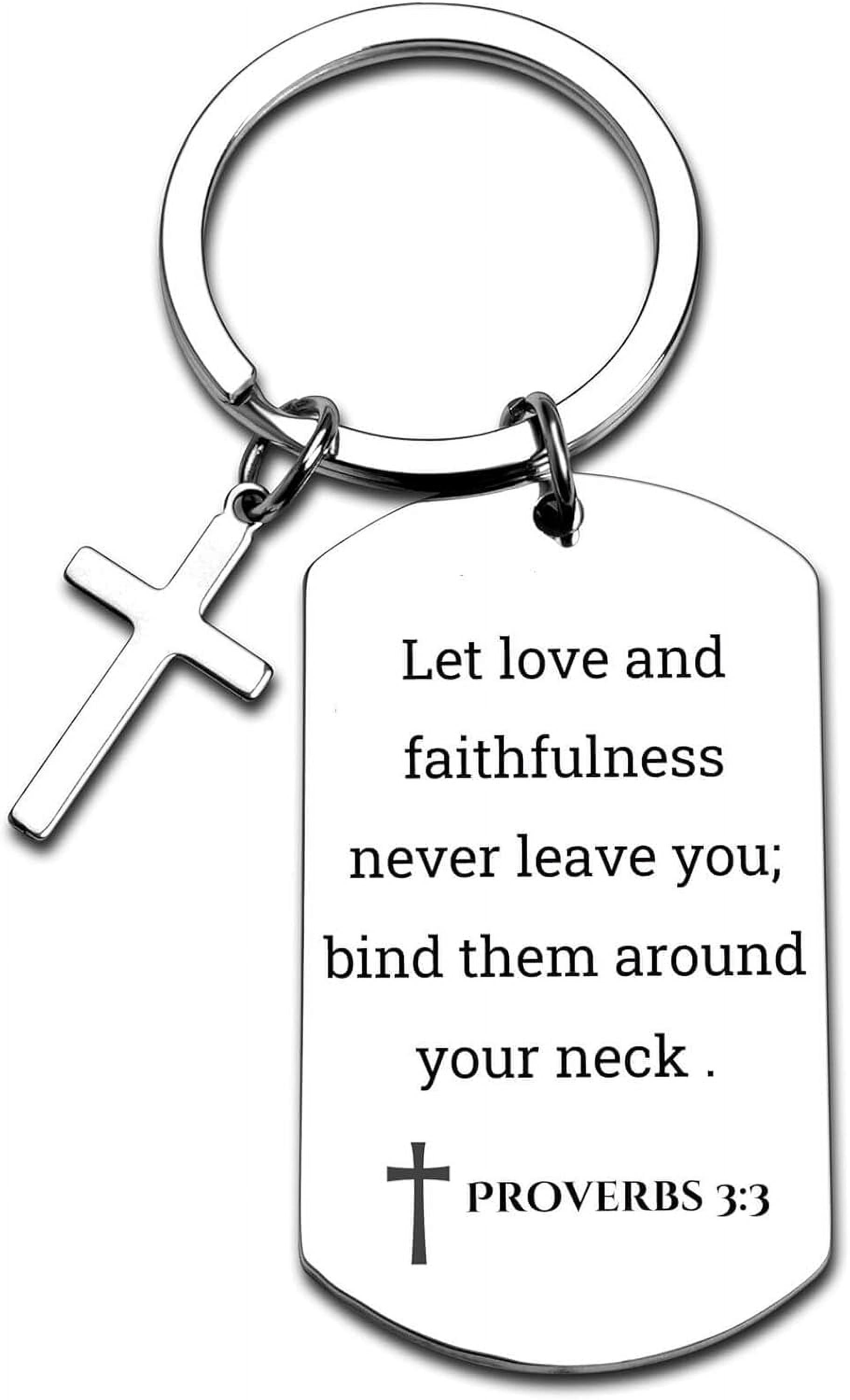 Inspirational Scripture Metal Key Chains with Cross Pendant - Bible ...