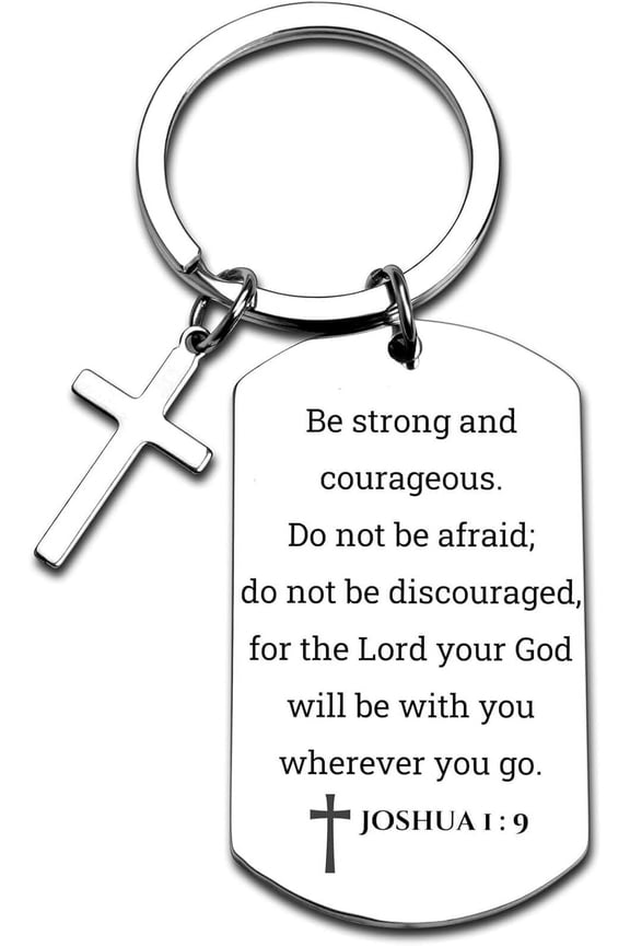 Inspirational Scripture Metal Key Chains with Cross Pendant - Bible Verse Keychain Religious Gift for Christian