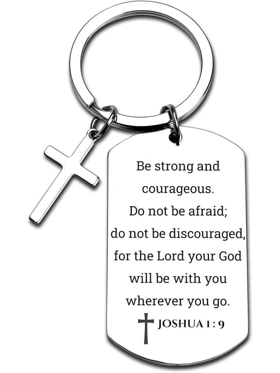 Inspirational Scripture Metal Key Chains with Cross Pendant - Bible Verse Keychain Religious Gift for Christian