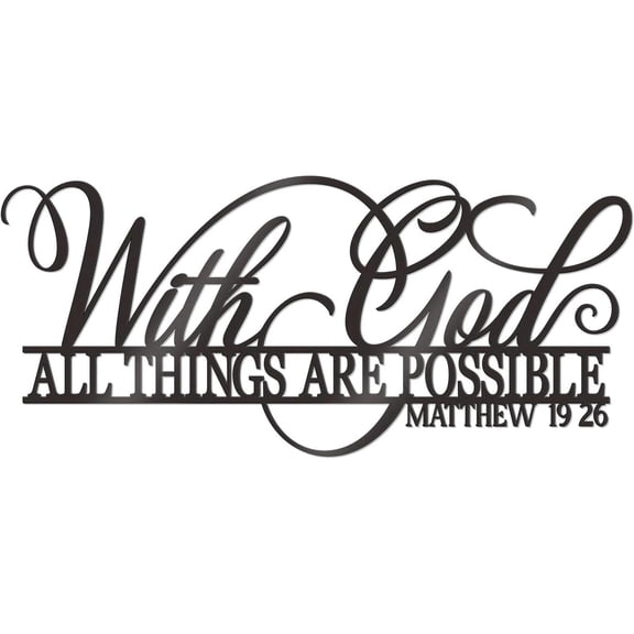 Inspirational Scripture Metal Wall Art Sign "With God All Things Are Possible"