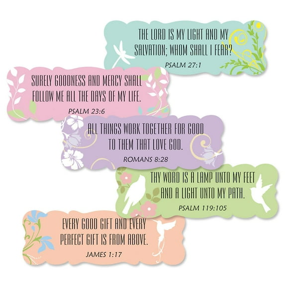 Inspirational Scripture Stickers - Set of 42 Scalloped Edge Seals, Multicolor, 3/4" x 2-1/2"