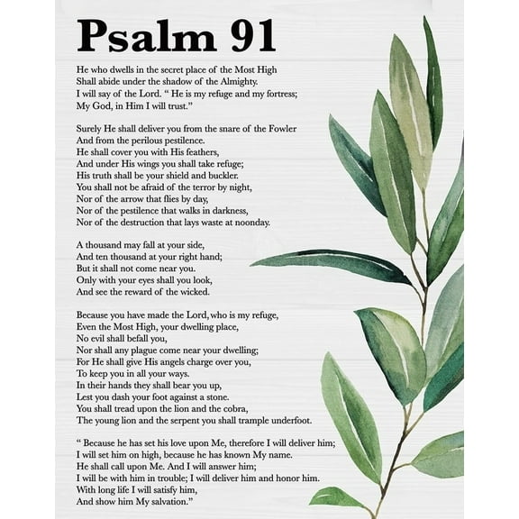 Inspirational Scripture Wall Art Bible Verses Psalm 91 Wall Decor Christian Wall Art Decor Prayer Room Decor Religious Gifts, for Home Office Nursery Bathroom Decoration