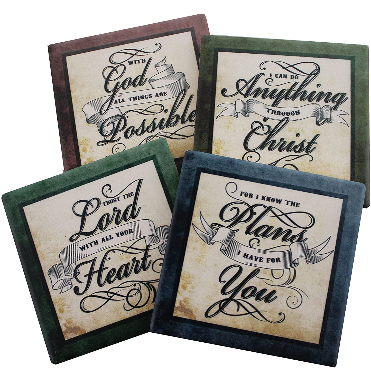 Inspirational Scriptures Coaster Set of 4 Encouraging Verses to
