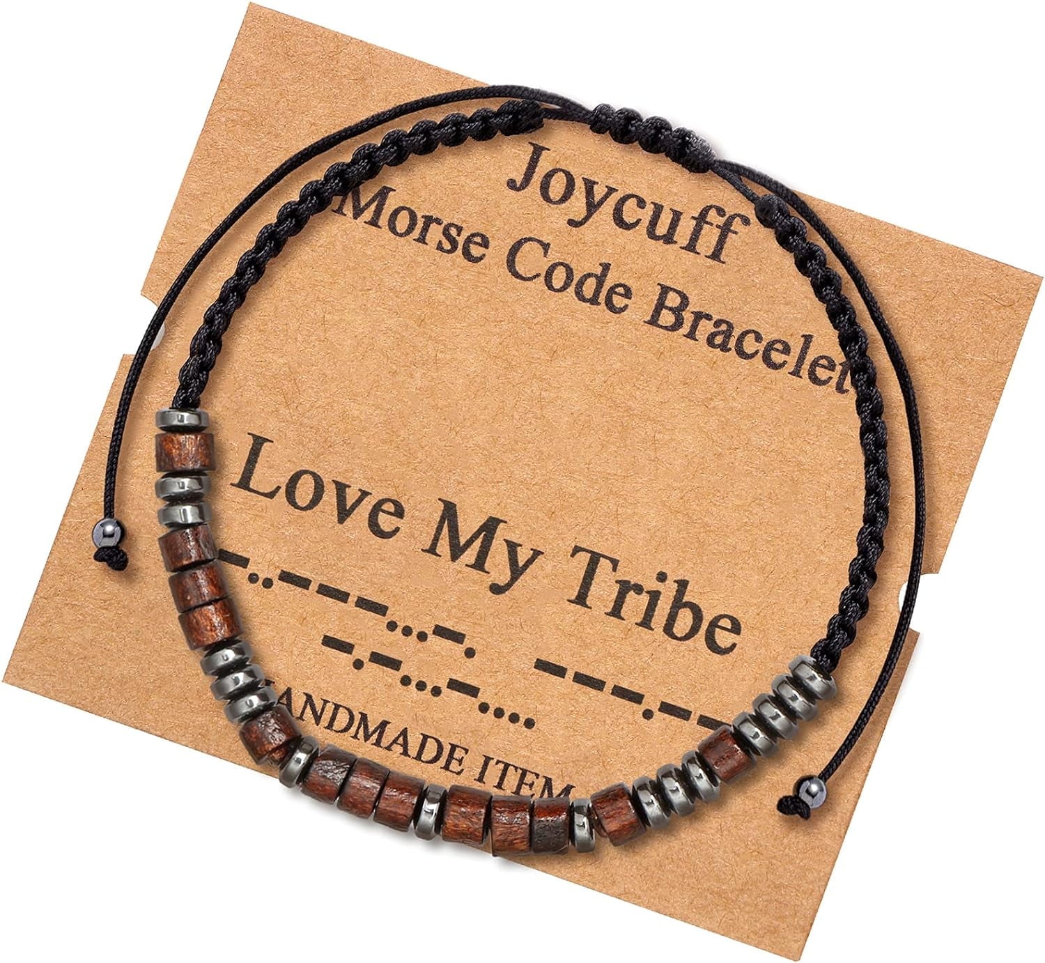 QIAN MENG DAN CO., LTD Inspirational Secret Message Wood Beads with Cord Jewelry Birthday Christmas Mother's Day Mother Grandmother Love My Tribe