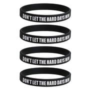 Inspirational Silicone Wristband 4 Pack Dont Let The Hard Days Win Bracelets Motivational Rubber Wristbands for Men Women Positive Quote Encouragement Gifts,6mm Width,Blue Black Red White