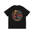 thumbnail image 1 of Inspirational Skeleton Shirt - 'Have The Day You Deserve' Vintage Design, Unisex Comfort Fit Cotton Tee, 1 of 5