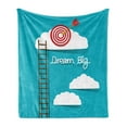thumbnail image 1 of Inspirational Soft Flannel Fleece Blanket, Dream Big Phrase with Dart Board Fluffy Clouds Staircase Optimistic Attitude, Cozy Plush for Indoor and Outdoor Use, 60" x 80", Multicolor, by Ambesonne, 1 of 5