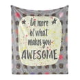 thumbnail image 1 of Inspirational Soft Flannel Fleece Throw Blanket, Do More of What Makes You Hand Lettering Words on Creative Background, Cozy Plush for Indoor and Outdoor Use, 60" x 80", Multicolor, by Ambesonne, 1 of 6