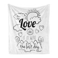 thumbnail image 1 of Inspirational Soft Flannel Fleece Throw Blanket, Encouraging Words Design Optimistic Philosophy Life Message, Cozy Plush for Indoor and Outdoor Use, 70" x 90", Black and White, by Ambesonne, 1 of 5