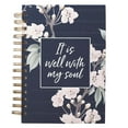 thumbnail image 1 of Inspirational Spiral Journal Notebook for Women It is Well Navy Blue Floral Wire Bound w/192 Ruled Pages, Large Hardcover, With Love, 1 of 4