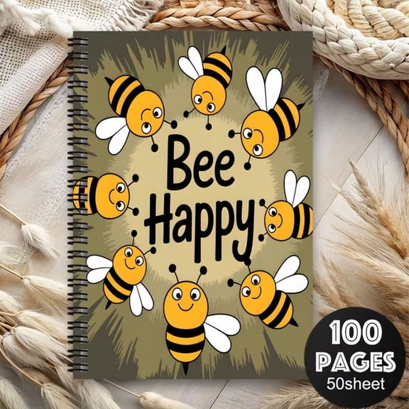 Inspirational Spiral Notebook, Motivational Quote Journal with Cute Bee Print, Portable Multipurpose Notebook for Notes, Journaling & Planning(C)