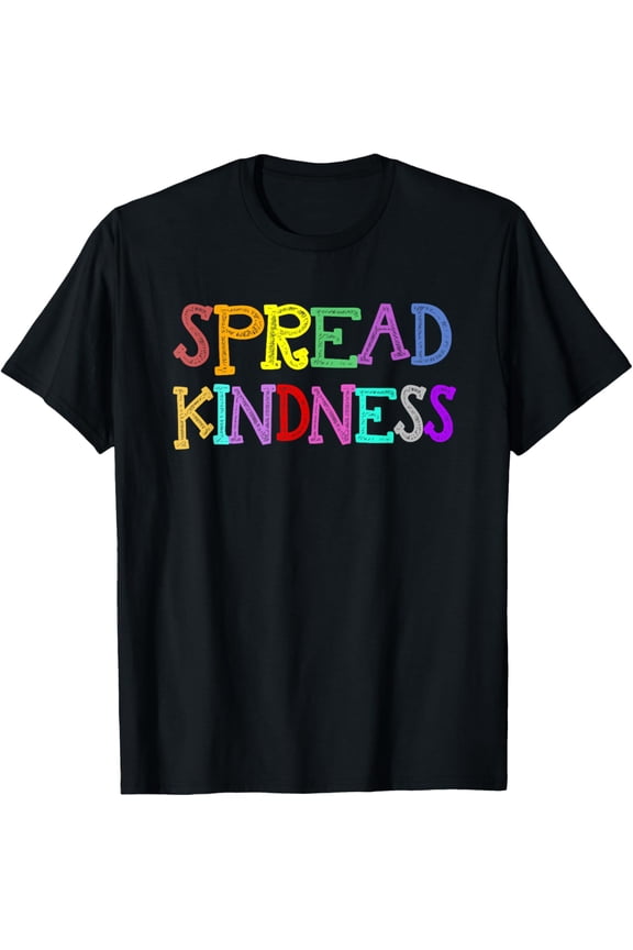 Inspirational Spread Kindness T-Shirt, Black Peace Love Anti-Bullying Daily Casual Tee