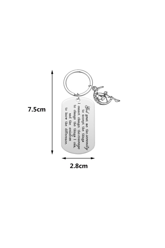 Inspirational Stainless Steel Key Chain God Grant Me The Serenity Bible Verse Prayer Keychain Angel Moon Keyring Gifts