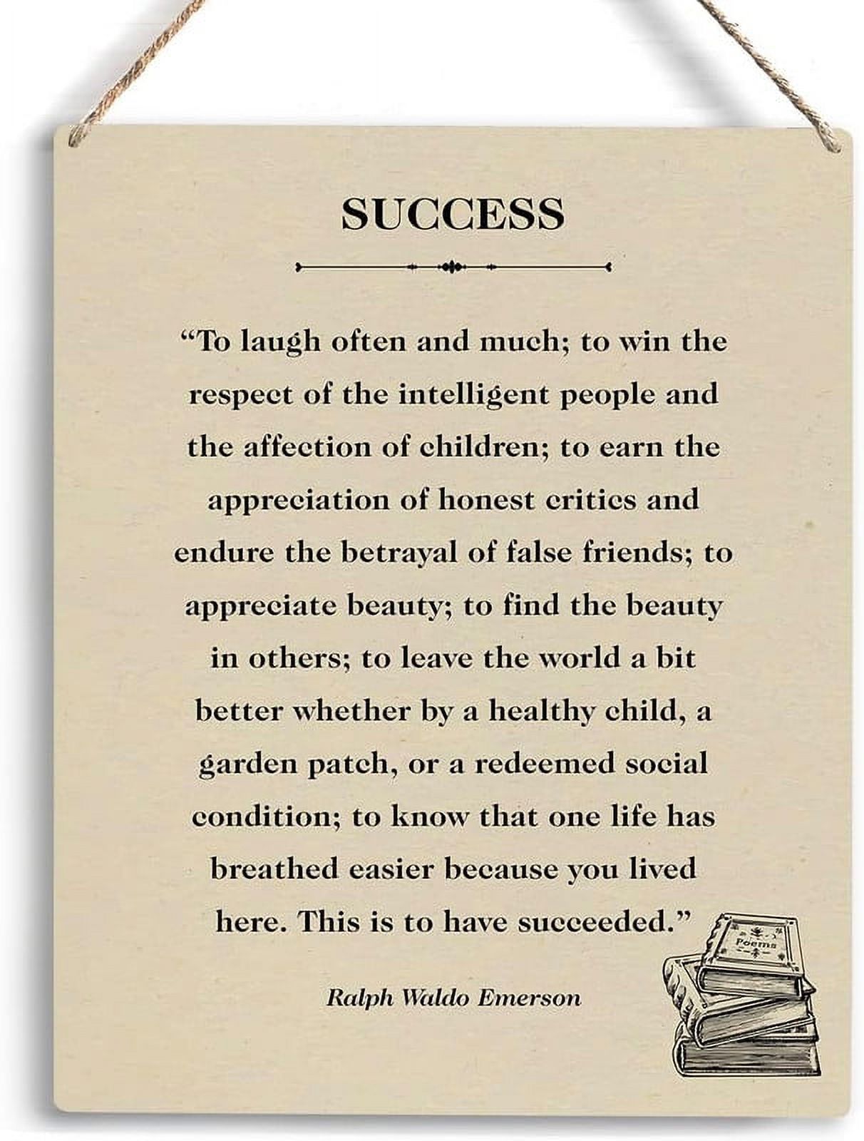 Inspirational Success Poem Wall Art Ralph-Waldo-Emerson Quote Wooden ...