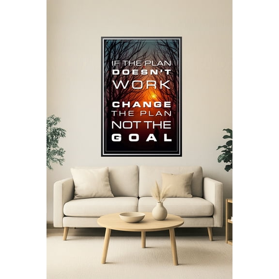Inspirational Sunset Quote Poster – Change the Plan Not the Goal – Motivational Wall Art 【Photo Paper】