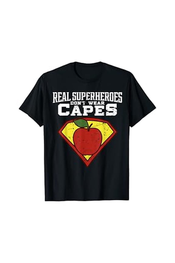 Inspirational Superhero Apple Graphic T-Shirt for Teachers and Educators