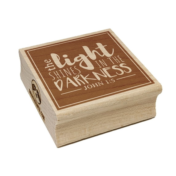 Inspirational The Light Shines in the Darkness Bible Verse Square Rubber Stamp Stamping Scrapbooking Crafting - Large 2.75in