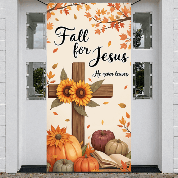 Inspirational Theme Fall Banner Christian Decoration Leaf for Autumn Display Church Event Seasonal Decor