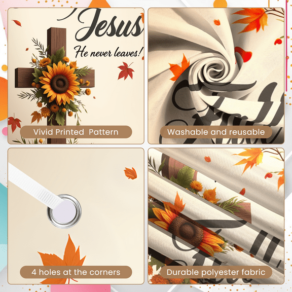 Inspirational Theme Fall Banner Christian Decoration Leaf for Autumn Display Church Event Seasonal Decor