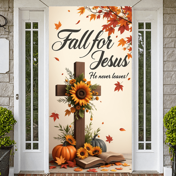 Inspirational Theme Fall Banner Christian Decoration Leaf for Autumn Display Church Event Seasonal Decor