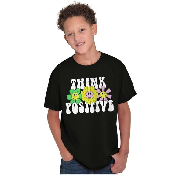 Inspirational Think Positive Saying Crewneck T Shirts Boy Girl Teen Brisco Brands S