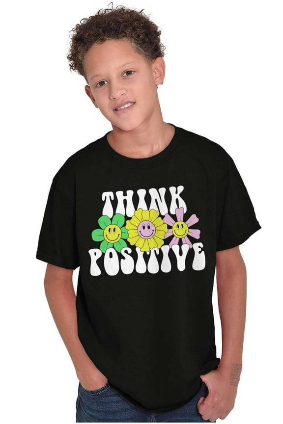 Inspirational Think Positive Saying Crewneck T Shirts Boy Girl Teen Brisco Brands X