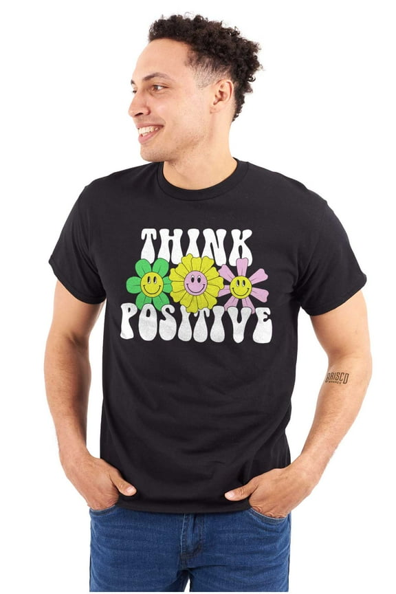 Inspirational Think Positive Saying Men's Graphic T Shirt Tees Brisco Brands S