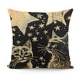 thumbnail image 1 of Inspirational Throw Pillow Cushion Cover, Cat and Dog Silhouettes with Friendship Themed Phrase and Stars Grungy Display, Decorative Square Accent Pillow Case, , Black Tan, 1 of 5