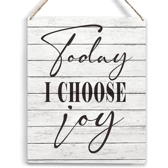 Inspirational Today I Choose Joy Wood Sign Rustic Motivational Wooden Hanging Plaque for Home Office Wall Art Decoration 8x10 Inch Present