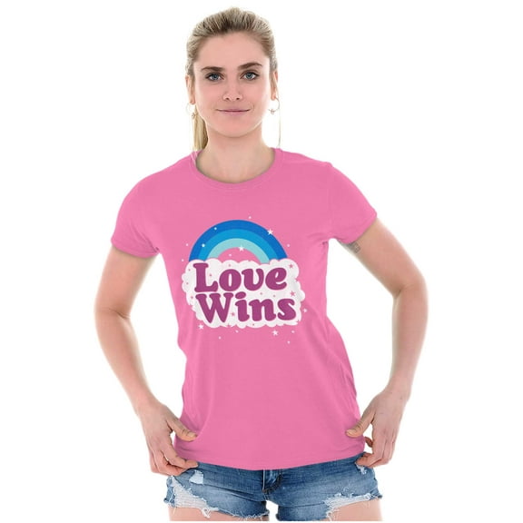 Inspirational Trans Flag Love Wins Womens Fitted Plus Size Graphic Tee Brisco Brands 2X
