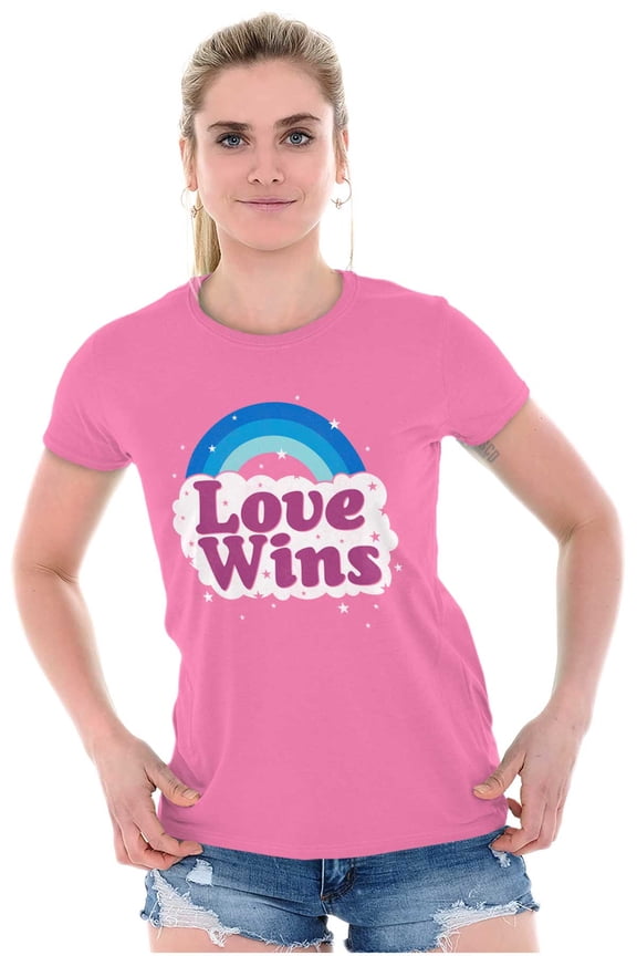 Inspirational Trans Flag Love Wins Womens Fitted Plus Size Graphic Tee Brisco Brands 2X