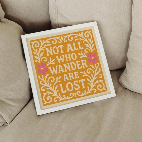 Inspirational Travel Quote Yellow Rococo Decor Unframed Paper Print