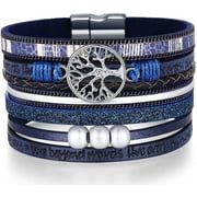 FUCHEGN Inspirational Tree of Life Leather Bracelets for Women,Mothers Day Birthday Jewelry Gifts for Teens Girls