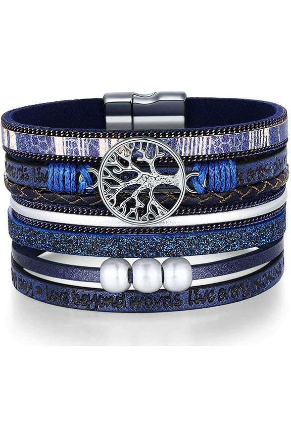 Inspirational Tree of Life Leather Bracelets for Women,Mothers Day Birthday Jewelry Gifts for Teens Girls