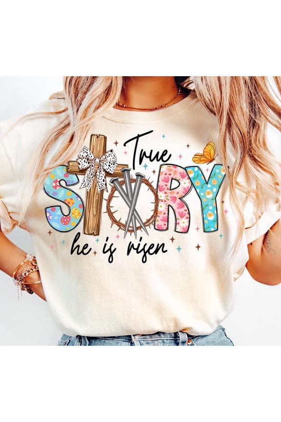 Inspirational True Story Graphic T-Shirt - Festive Risen Message Apparel