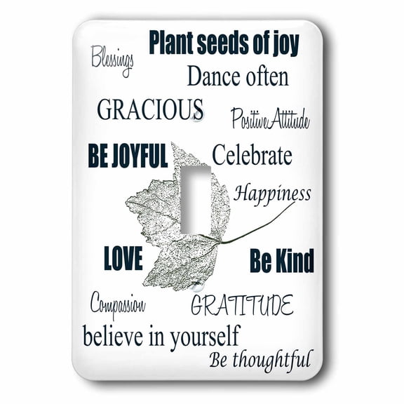 3dRose, Inspirational Typography Word Art with Leaf, single toggle switch