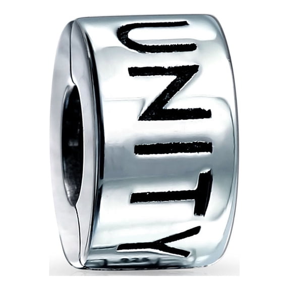 Inspirational UNITY Message Mantra Clasp Bead Charm Silver