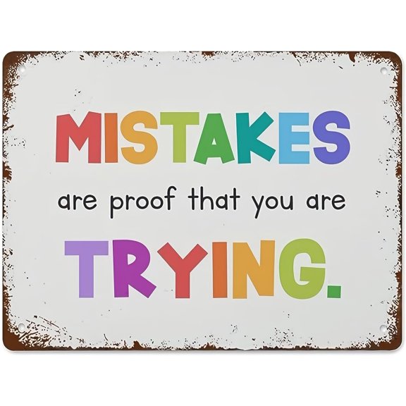 Inspirational Vintage Metal Wall Sign 12x8 Inch Nostalgic School Theme Easy Mount Home Bar Classroom Decor