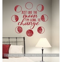 Inspirational Vinyl Wall Art Decal Moon Phases I'm Going To Change - Inspirational Quotes Wall Sticker - Classroom Fitness Wall Décor 23x22-Inch Red
