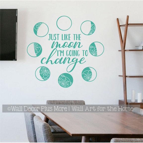 Inspirational Vinyl Wall Art Decal Moon Phases I'm Going To Change - Inspirational Quotes Wall Sticker - Classroom Fitness Wall Décor 23x22-Inch Turquoise