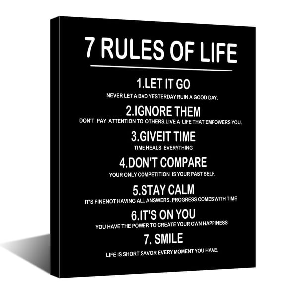 Inspirational Wall Art 7 Rules of Life Poster for Teen Bedroom Decor - Motivational Wall Decor,Inspirational Sign for Home Bedroom Classroom Office poster