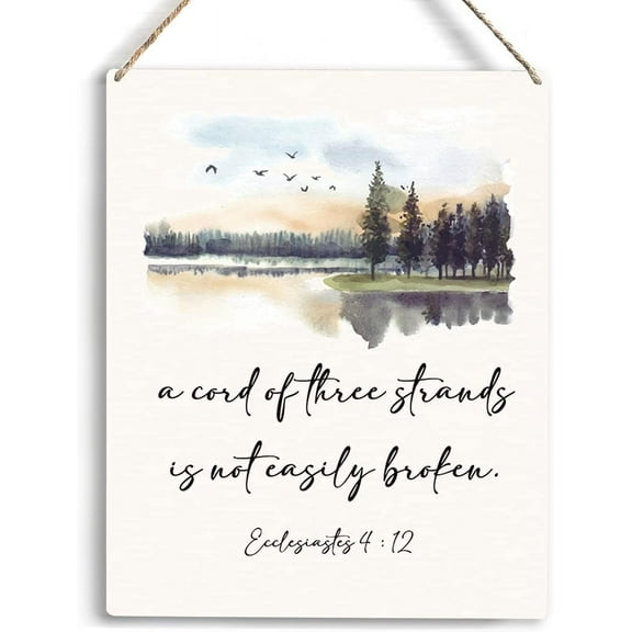 Inspirational Wall Art A Cord Of Three Strands Is Not Easily Broken Wooden Hanging Sign for Office Bathroom Bedroom Wall Decor Rustic Farmhouse Wall Decor Religious Nursery Gifts Decor 8x10 Inch