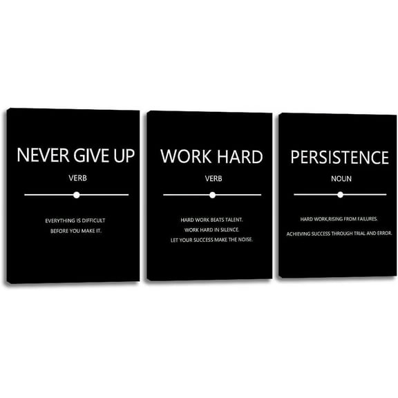 Inspirational Wall Art Canvas Prints Poster Motivational Persistence Wall Art Hustle Poster Office Decor Positive Success Quotes Pictures Framed for Living Room Bedroom(36''''Wx 16''''H)