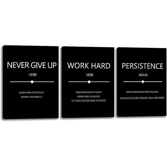 Inspirational Wall Art Canvas Prints Poster Motivational Persistence Wall Art Hustle Poster Office Decor Positive Success Quotes Pictures Framed for Living Room Bedroom(36''''Wx 16''''H)