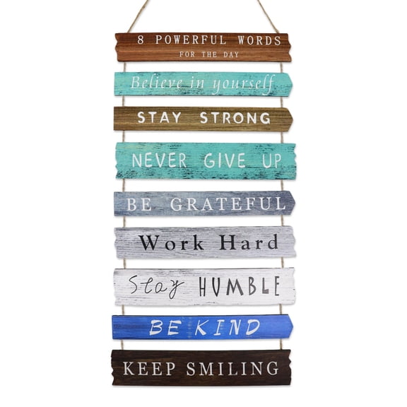 Inspirational Wall Art Decor for Office, Wooden Rustic Hanging Motivational Sign with Uplifting Quotes for Living Room, Bedroom, Gym, Home and Classroom