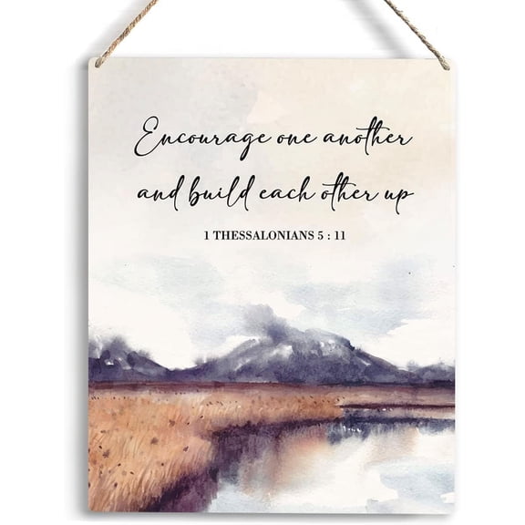 Inspirational Wall Art Encourage One Another And Build Each Other Up Wall Art Christian Wall Decor Bible Verse Wall Art for Farmhouse Living Room Bedroom Home Decor Wooden Hanging Sign 8x10 Inch