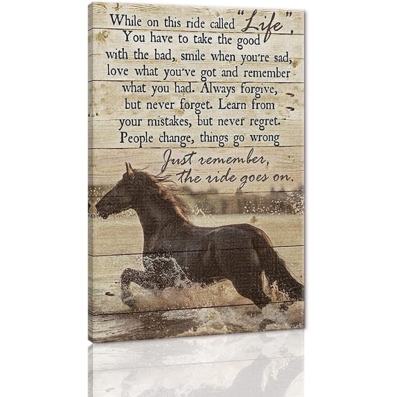 Inspirational Wall Art Horses Painting on Canvas, Motivational Positive Quote Retro Horse Picture Posters and Prints for Home Decor Living Room Office Unframed