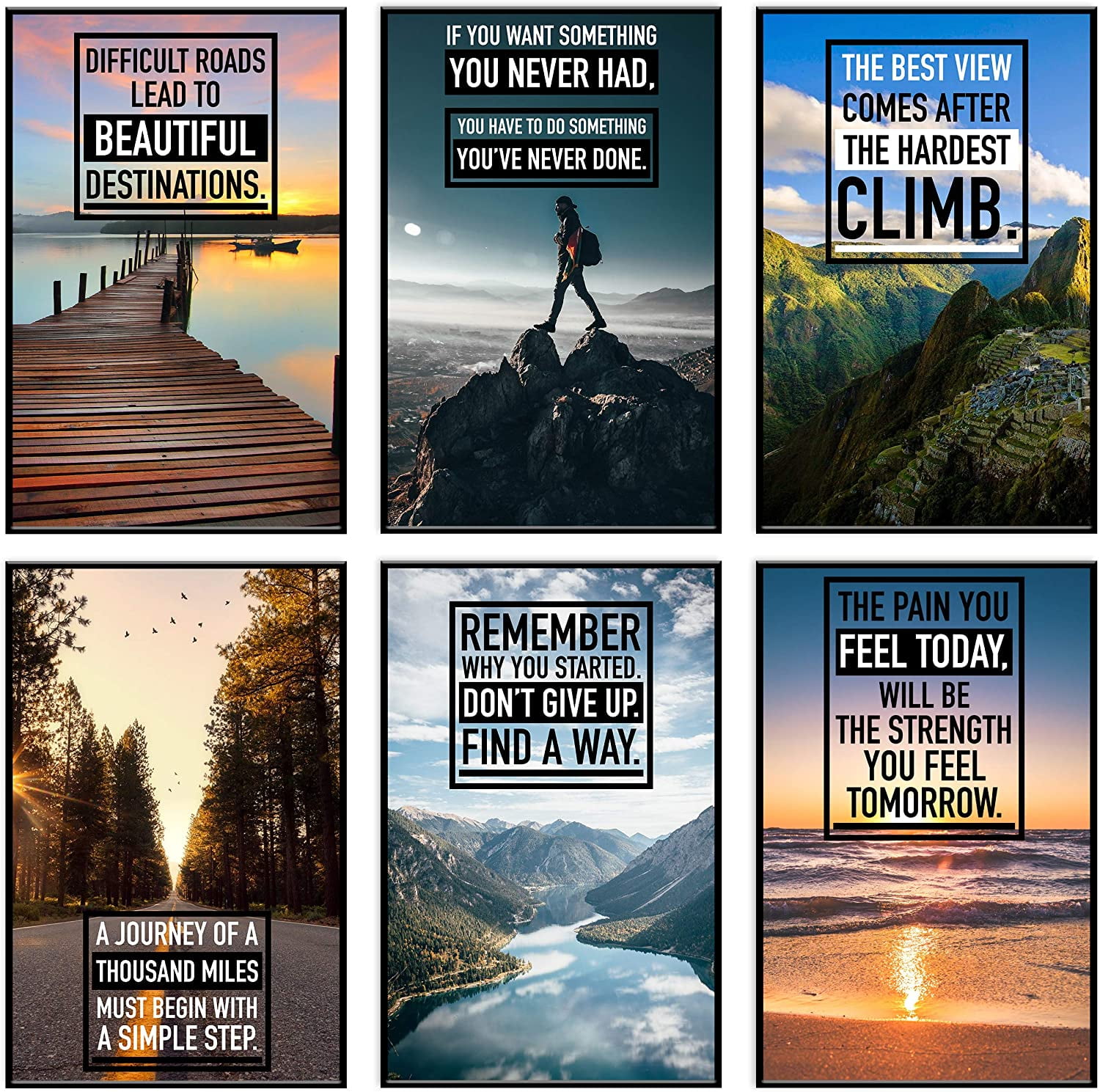 Inspirational Wall Art, Motivational Posters, Wall Art for Office, Motivational Posters For Office, Inspirational Posters, Inspirational Poster for Classroom Decor, Office Wall Art, Set of 6 11x17 in.